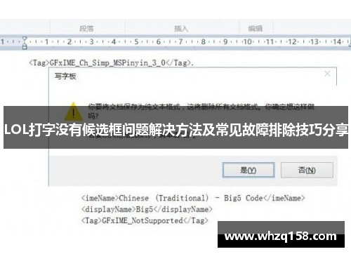LOL打字没有候选框问题解决方法及常见故障排除技巧分享
