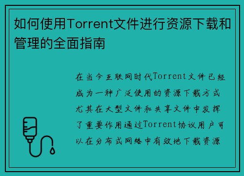 如何使用Torrent文件进行资源下载和管理的全面指南